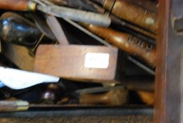 A box of tools to include assorted plane