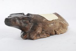 A chinese carved Water Buffalo ornately