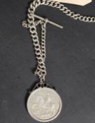 A silver hallmarked fob and bar Albert c