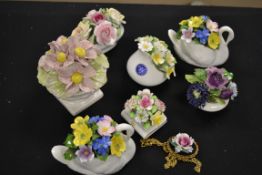 A collection of Staffordshire china posy