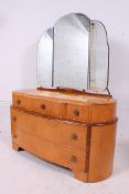A 1930's Art Deco birds eye maple and wa