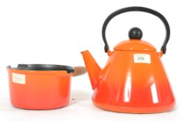 A Le Creuset Zen Pattern orange kettle t