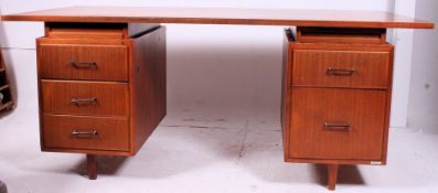 A 1970's French large teak twin pedestal