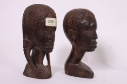 2 mid 20th century African tribal hardwo
