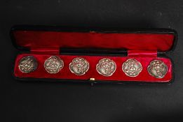 A set of Edwardian art nouveau silver ha