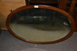 An Edwardian mahogany inlaid overmantel