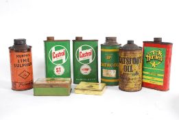 A collection of vintage oil tins ( Some