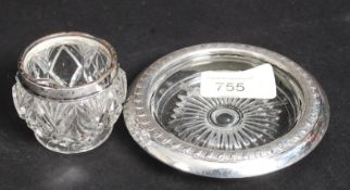 A silver collared 20th century cut glass