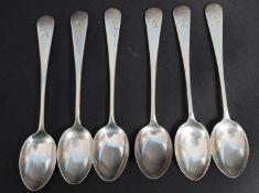 A set of six silver hallmarked tea spoon