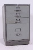 A retro 1970's metal 2 drawer Industrial