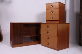Two teak affect chest of drawers along w
