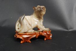 A good Chinese soapstone fu-dog carved f