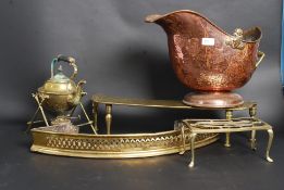 A  collection of copper and brass items