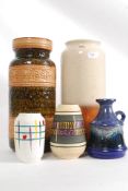 Five pieces of West German fat lava vase