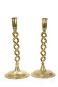 A pair of 20th century brass barleytwist