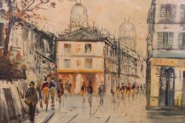 A good 1950's oil on canvas painting of a Paris street scene signed to the corner Lugo.