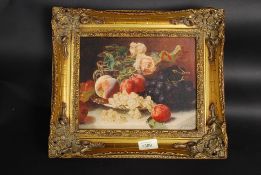 A 20th century oil painting style print in frame,