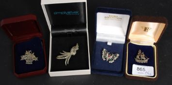 Four lots of brooches to include white m