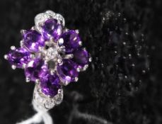 A silver white metal 925 and amethyst cl