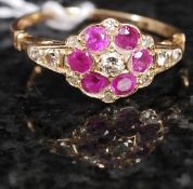 An 15ct gold, diamond and pink garnet st