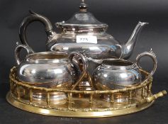 A silver plate teapot together with a si
