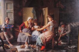 An antique style print of a classical sc