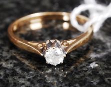 A 9ct gold ladies diamond solitaire ring