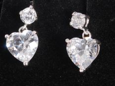 A pair of 925 white metal silver heart s