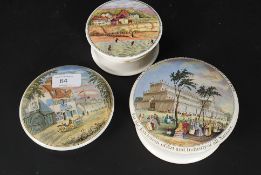 A 19th century  Prattware Pot Lid  for the Grand Exhibition of 1851  together with a Prattware