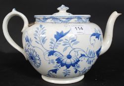 A 19th century Staffordshire Anti-Tannic Marshalls Patent tea infuser in blue and white.