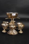 A Silver plate sorbet serving dish and dishes