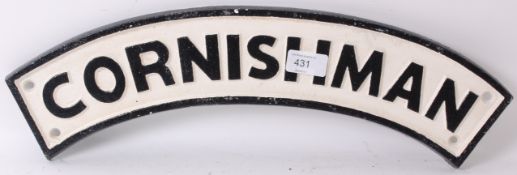 20th century cast iron Cornishman railway train reproduction plaque.