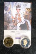 Alderney Queen Elizabeth 80th birthday Silver proof coin together with a William and Catherine One