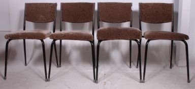 A set of 4 original retro 1970's kitchenette dining chairs having tubular metal frames with