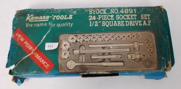 TOOLS; An unused vintage set of Kamasa 24 piece socket set.