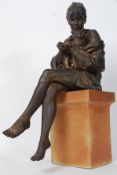 AWLSON, WALTER; Lady with Cat. A large slip cast ceramic figure, limited edition.