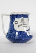 A Shelley White Horse blue and white 19th century cider jug.