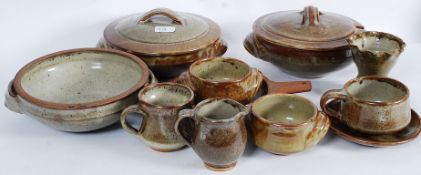 A fantastic stoneware part dinner service by Aylesford Priory to include cup,