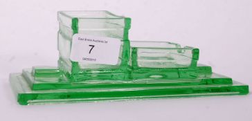 A vintage Art Deco style retro green glass double vase / ashtray.