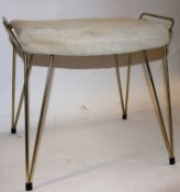 A fabulous 1950's wool deep pile upholstered hairpin leg dressing table stool ( see illustration
