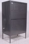 A good contemporary Industrial style twin door upright pedestal locker cabinet.
