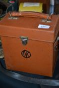 A vintage leather cased industrial Avo meter electrical tester.