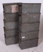 A set of 10 Ex British Leyland mid 20th century Industrial tote trays of small form,