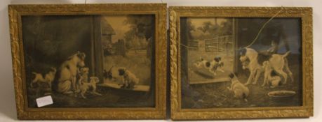 A pair of 20th century c1910 Edwardian prints of dogs. Framed and glazed.