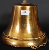 A 20th century heavy cast bronze / brass Perko ships fog bell, model 160-10.