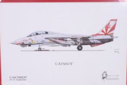 An original limited edition print of a Catshot fighter jet, produced by Tomcat Alley,