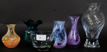 CAITHNESS; A collection of 20th century Caithness glass vases, to include several swirl design,