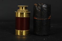 A small leather cased wooden and brass 3 drawer telescope ( see illustration )