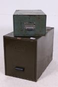 Two lots of vintage industrial filling cabinets in Green. Measures: 34cms x 28cms x 48cms.