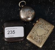 A collection of metalwares to include a silverplate sovereign holder,